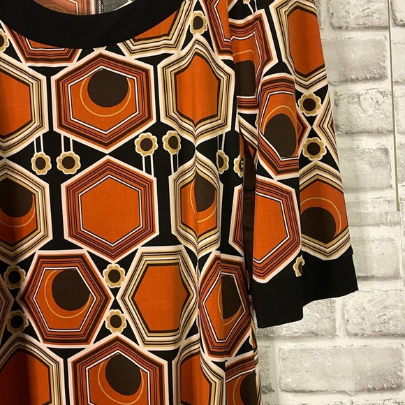 Sage Blu Vintage Rust Orange Black Cream Dress Size Medium M - Picture 2 of 10